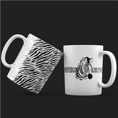 Zebra Desenli İkili Set Kupa