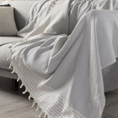 Vagonik Zümrüt Çok Amaçlı Sık Dokuma Gri Koltuk Örtüsü 170x210 cm