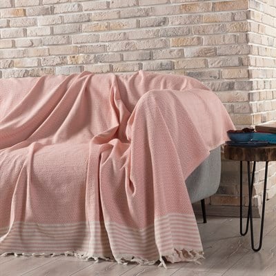 Vagonik Zümrüt Çok Amaçlı Sık Dokuma Pembe Koltuk Örtüsü170x210 cm