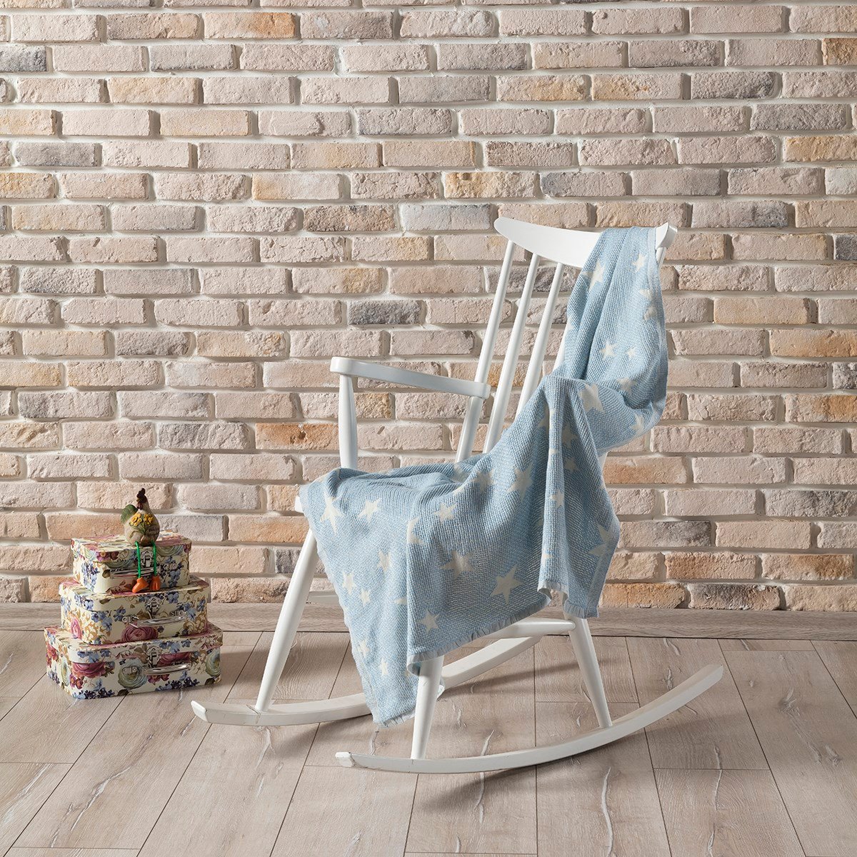  Bebek Battaniyesi %100 Doğal Pamuk Antialerjik 80cm X 120cm Mavi