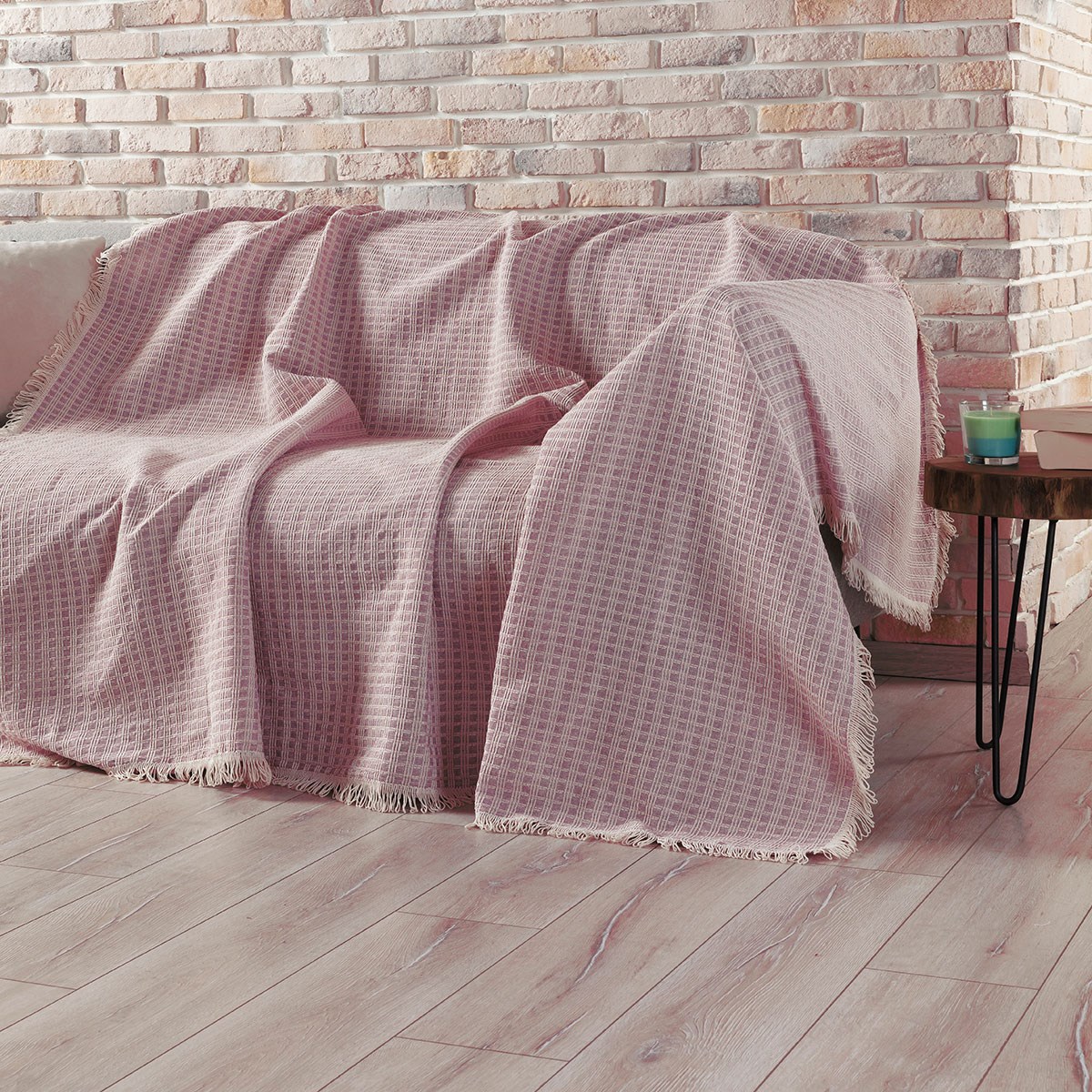 Arya Çok Amaçlı Sık Dokuma Pembe Koltuk Örtüsü 180x230 cm