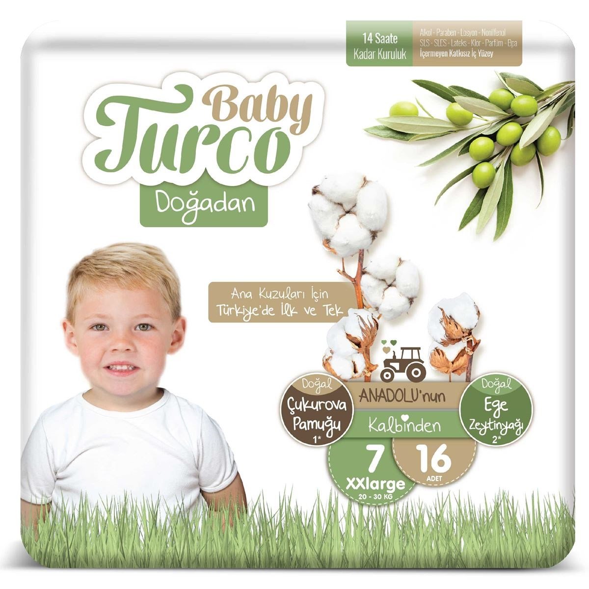 Baby Turco Doğadan Bebek Bezi 7 Numara XXLarge 16 Adet