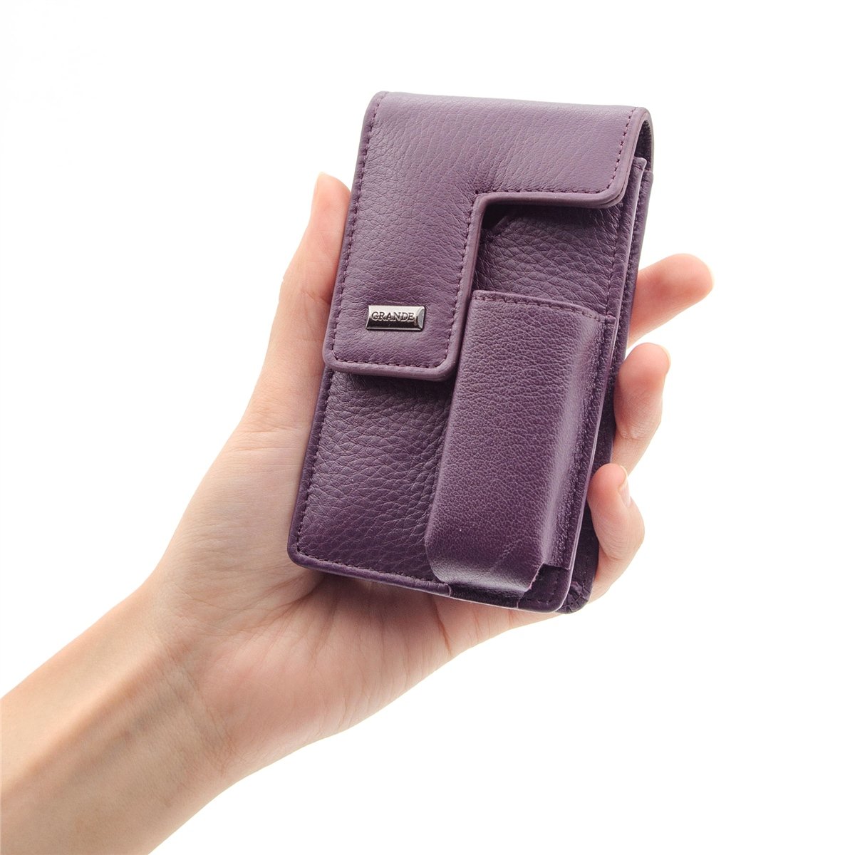 Grande Hakiki Deri Özel Tasarım Sigaralık - Mürdüm