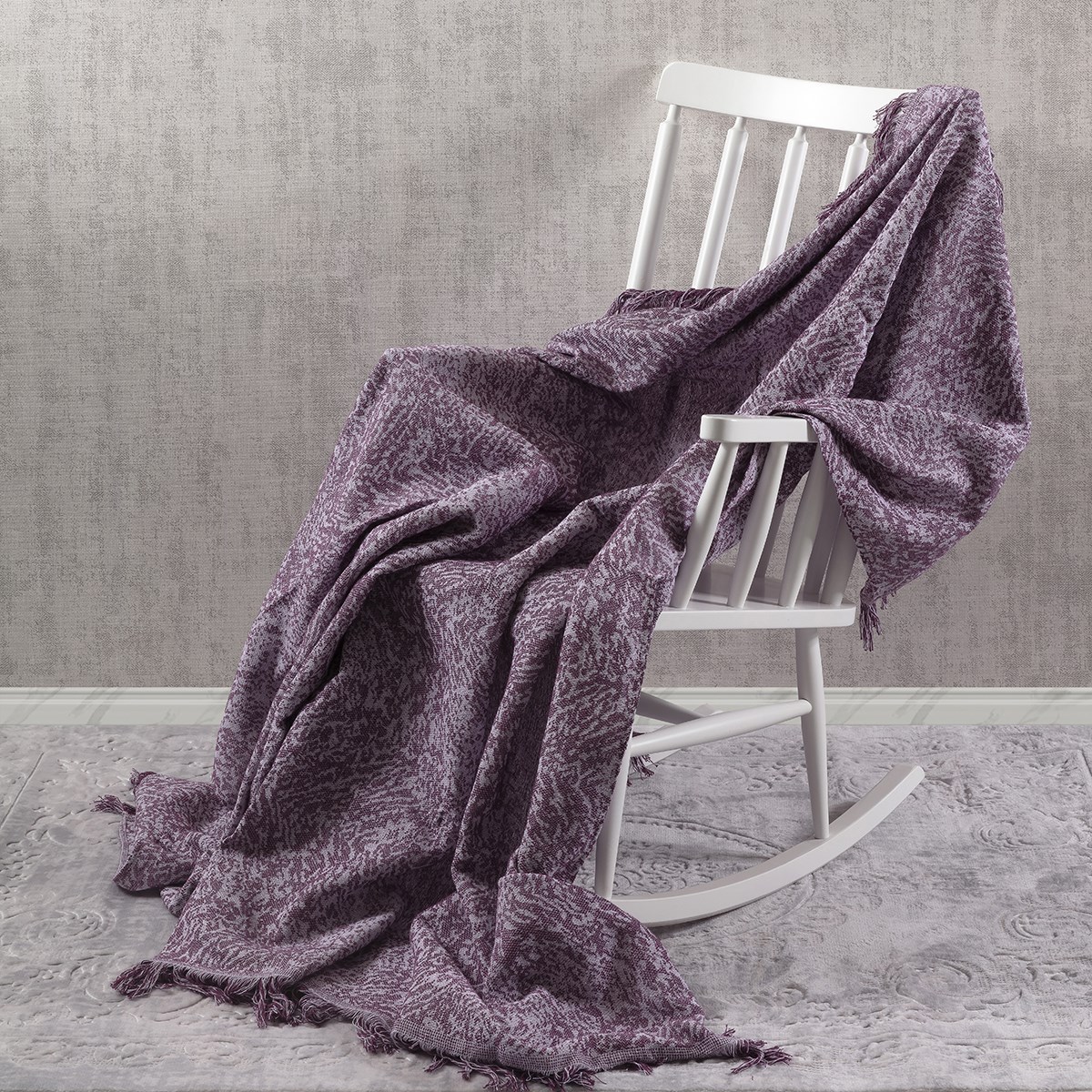 Linen Çok Amaçlı Sık Dokuma Mürdüm Koltuk Örtüsü 170x220 cm