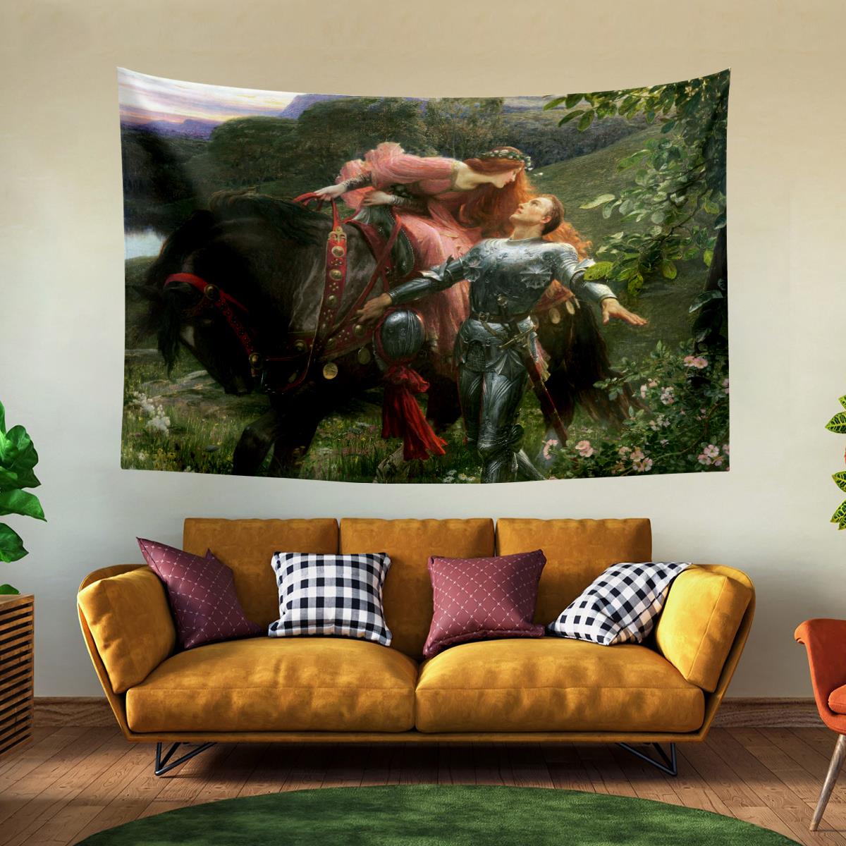 Merhametsiz Güzel Kadın John William Waterhouse Tablosu Duvar Örtüsü Halısı 70x100, 100x140, 140x200