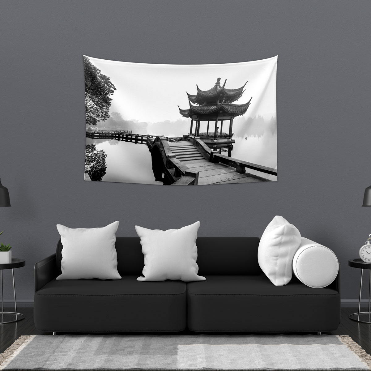 Uzakdoğu Manzaralı Retro Duvar Örtüsü