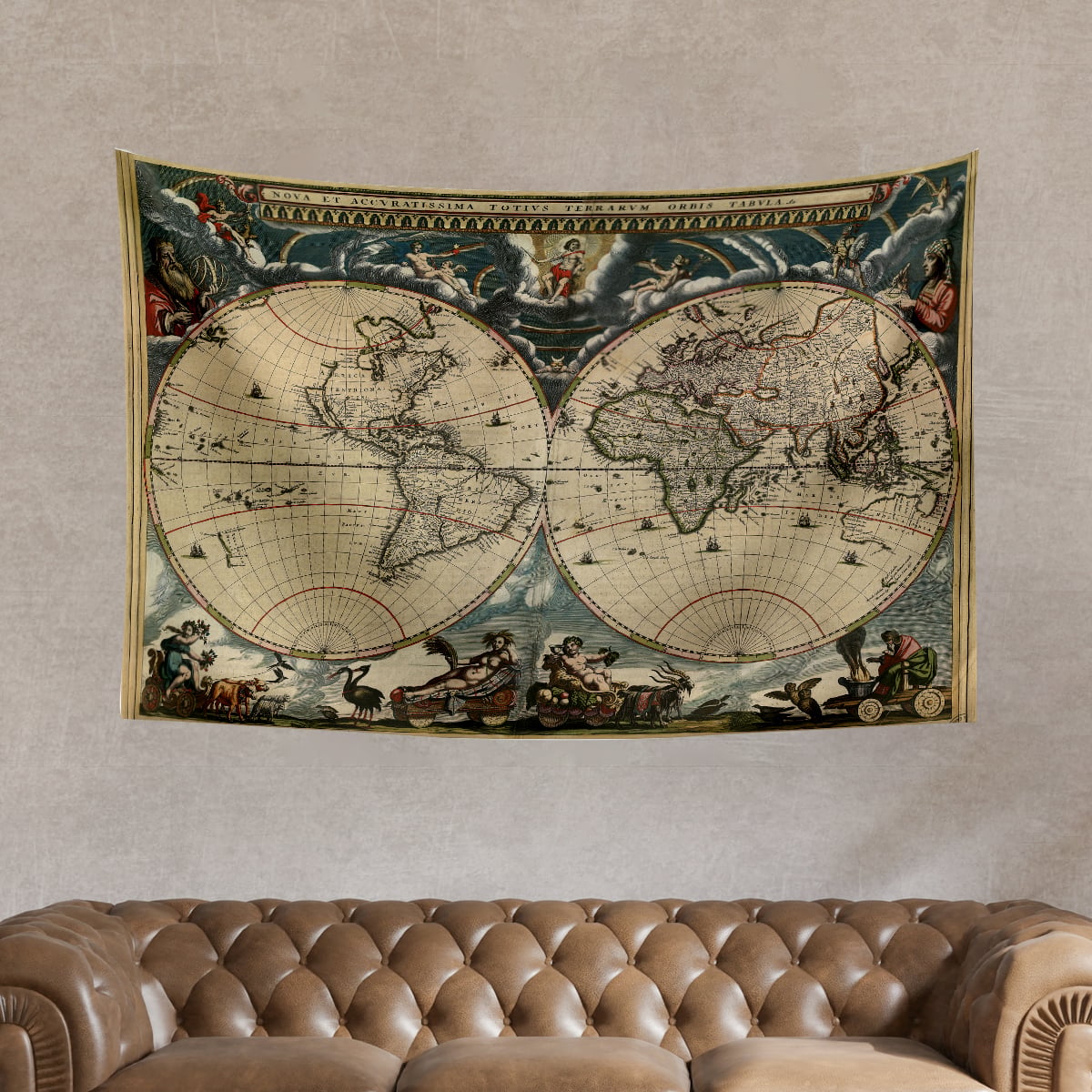 Vagonik Antik Dünya, Dünya'nın Tiyatrosu Haritası Duvar Örtüsü Halısı 140 X 100 Cm-70x100 Cm
