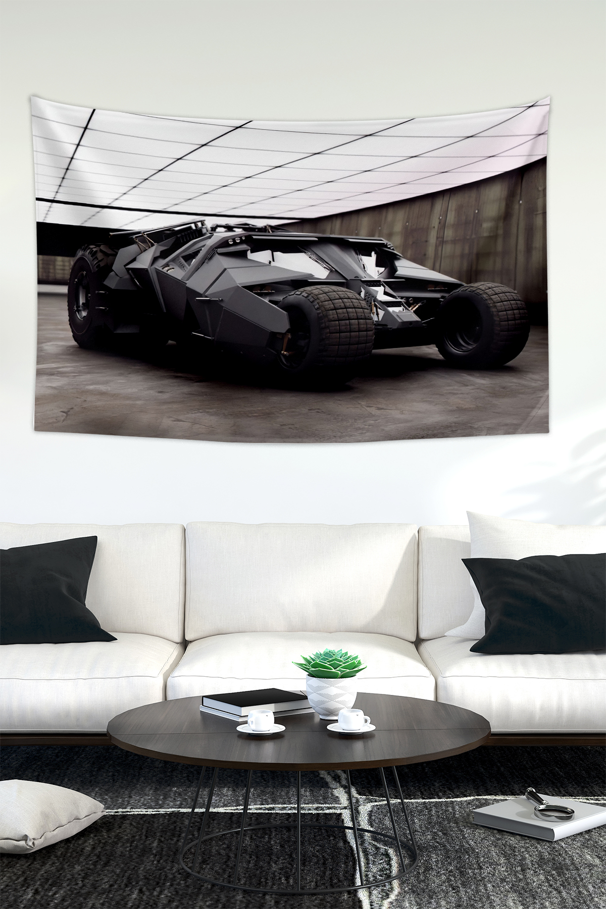 Vagonik Batmobil Duvar Örtüsü Halısı