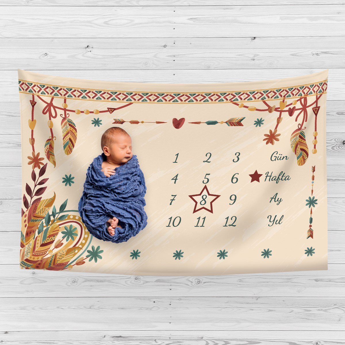 Vagonik Bebek Anı Örtüsü Yenidoğan Aylık Sonbahar Konsept Fotoğraf Çekim Örtüsü 150x100cm