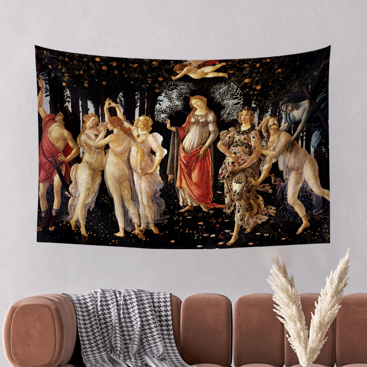 Vagonik Botticelli Primavera Ilkbahar Duvar Örtüsü Halısı 140 X 100 cm-70x100 cm