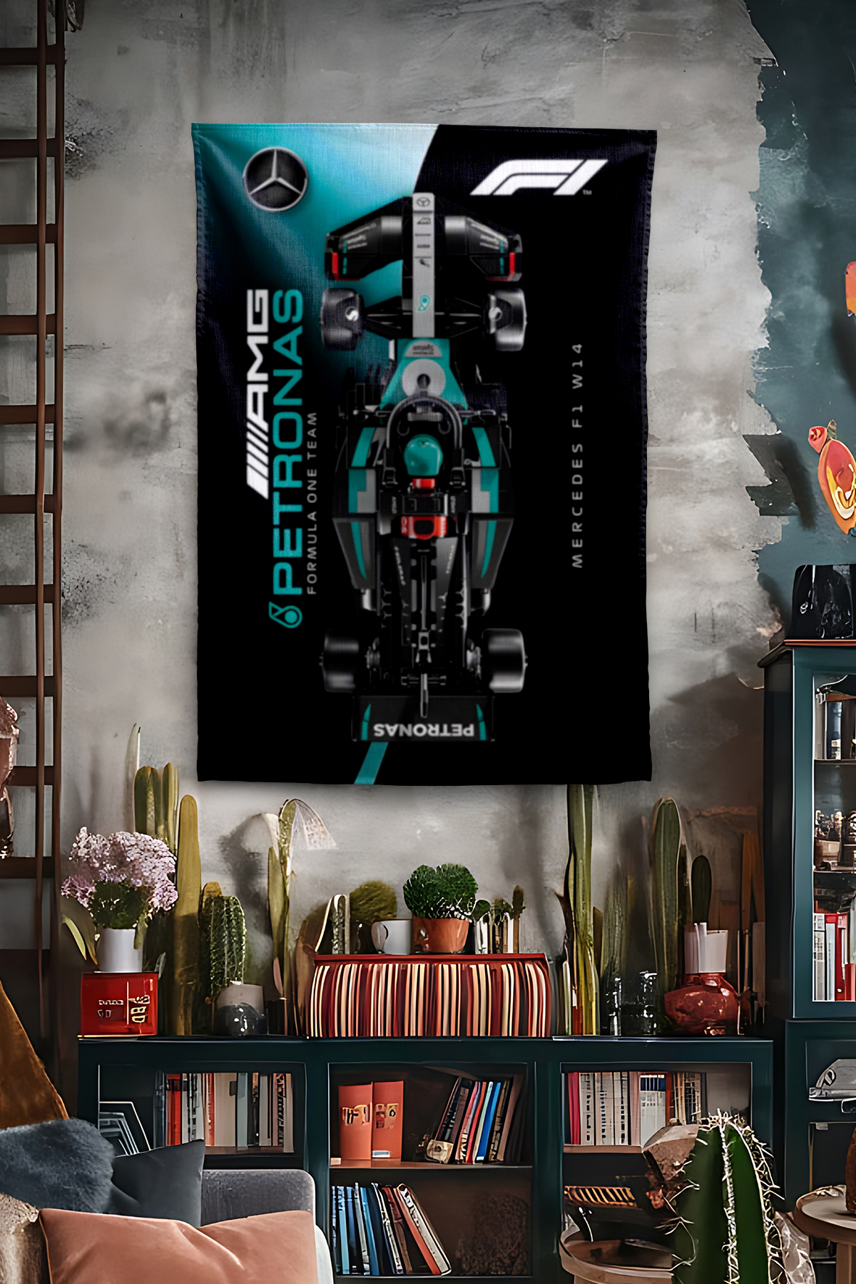 Vagonik F1 Temalı Mercedes Amg Duvar Örtüsü Halısı