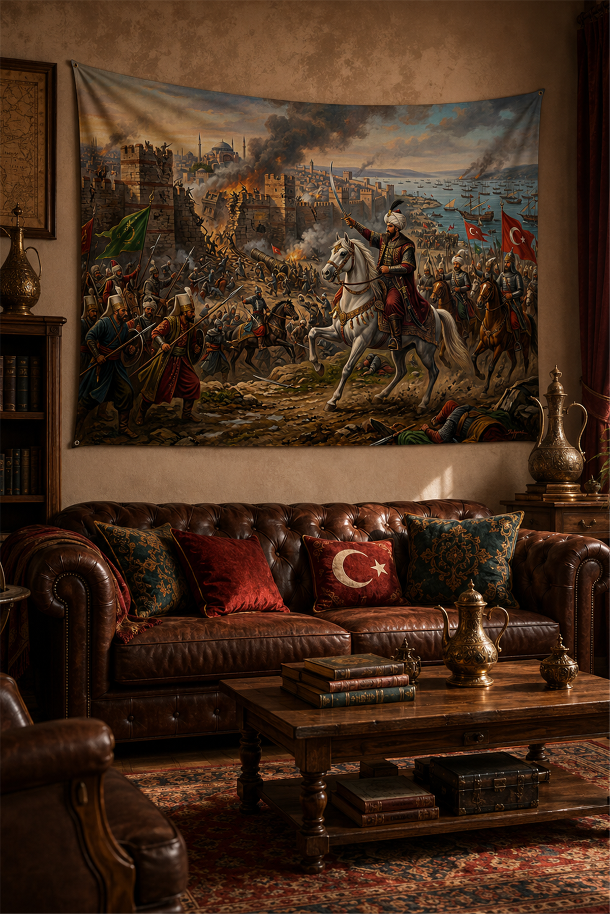 Vagonik Fatih Sultan Mehmet İstanbulun Fethi Duvar Örtüsü Afişi Kalın Kumaş