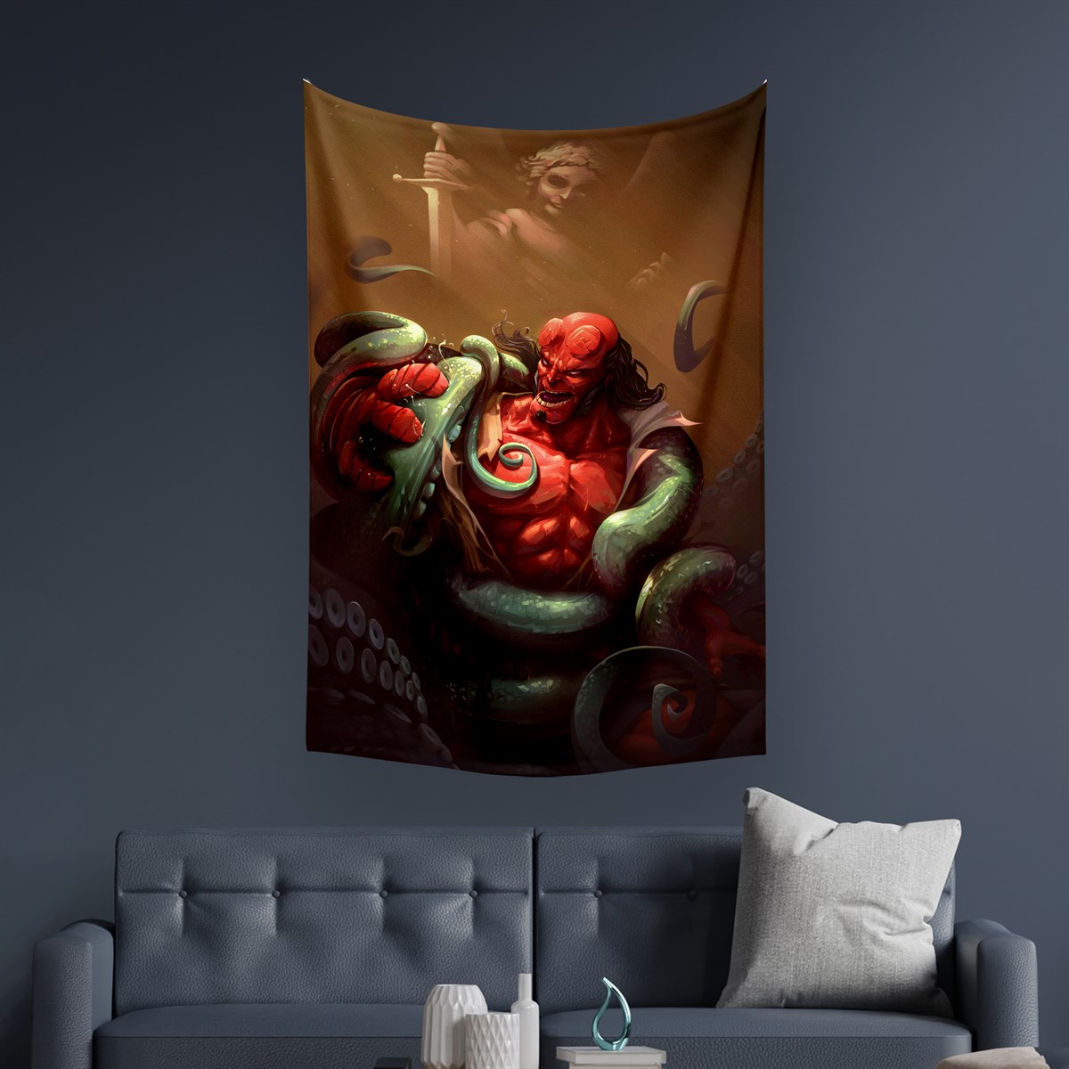 Vagonik Hellboy DC Duvar Örtüsü Halısı 140 X 100 Cm-70x100 Cm