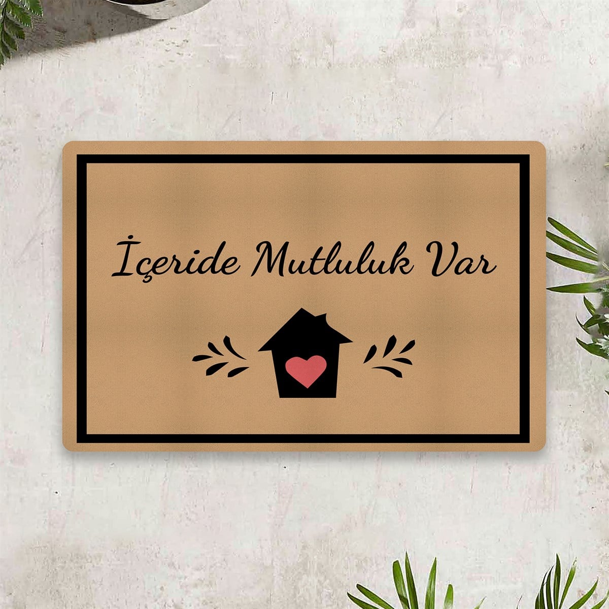 Vagonik İçeride Mutluluk Var Dijital Baskılı 50x70cm Dekoratif Çok Amaçlı Iç Ve Dış Kapı Paspası