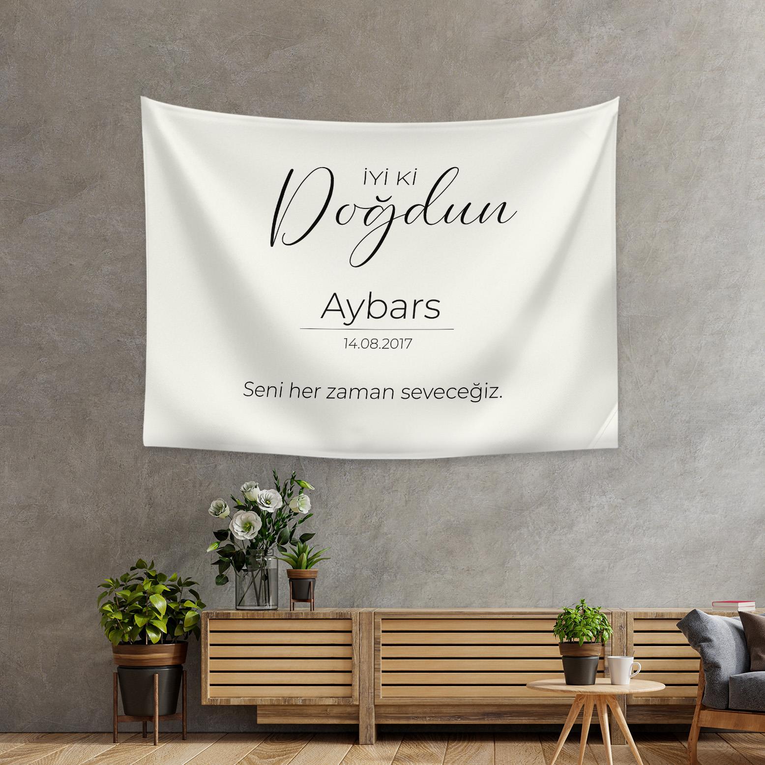 Vagonik Kişiye Özel Doğum Günü Happy Birthday Duvar Örtüsü Duvar Halısı Birinci Kalite Kumaş