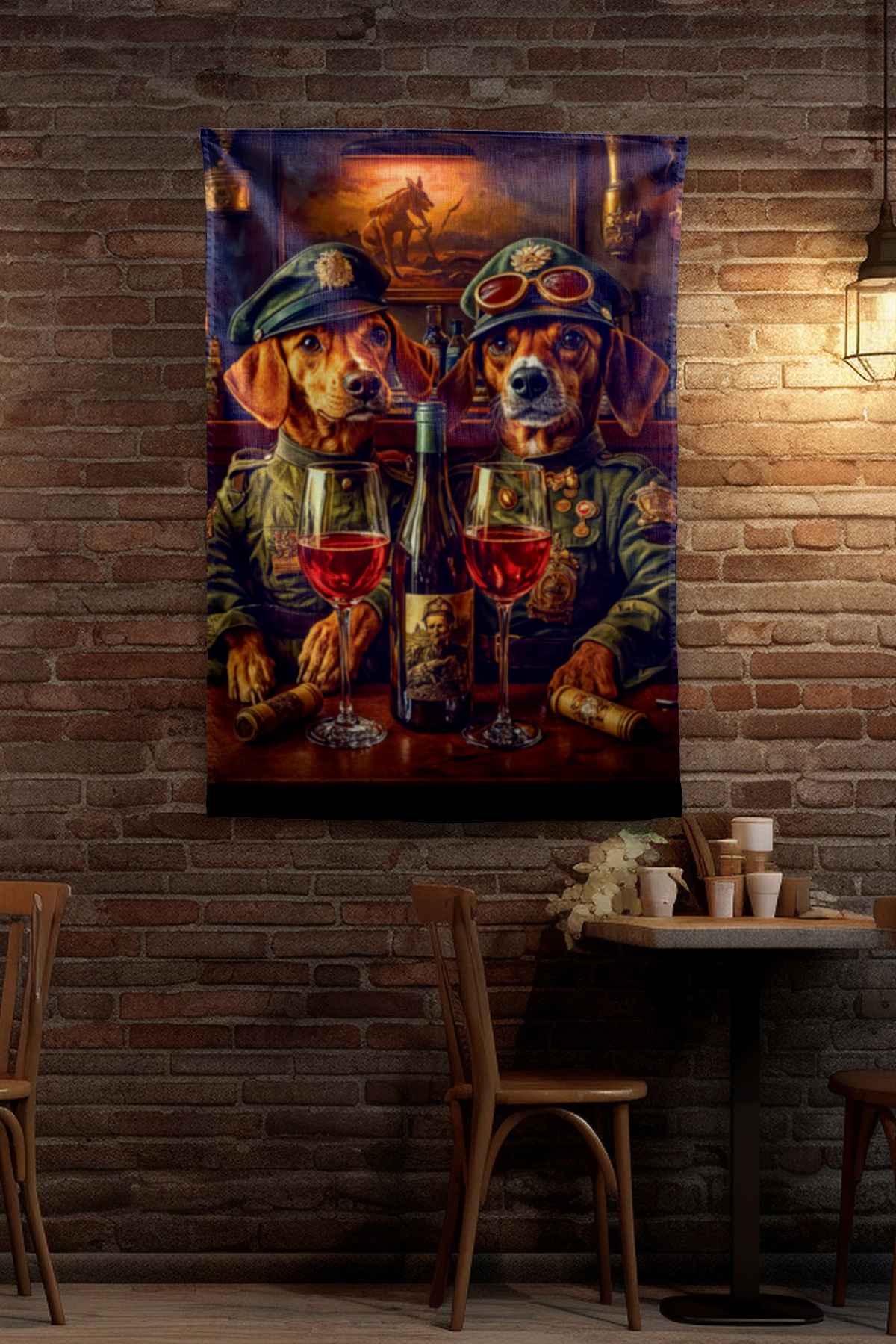 Vagonik Komik Polis Köpek Modern Desenli Duvar Örtüsü Tapestry Desen 449