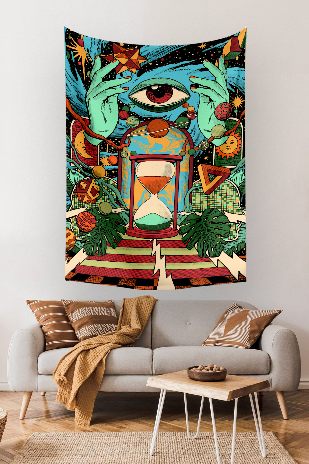Vagonik Kozmik Göz Psychedelic Duvar Örtüsü Halısı