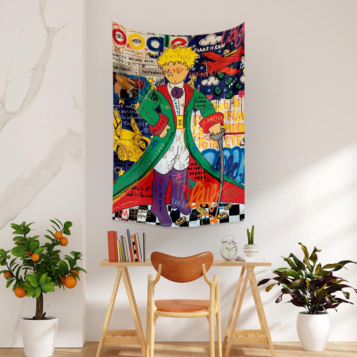 Vagonik Küçük Prens The Little Prince Grafiti Duvar Örtüsü Halısı 70x100, 100x140, 140x200