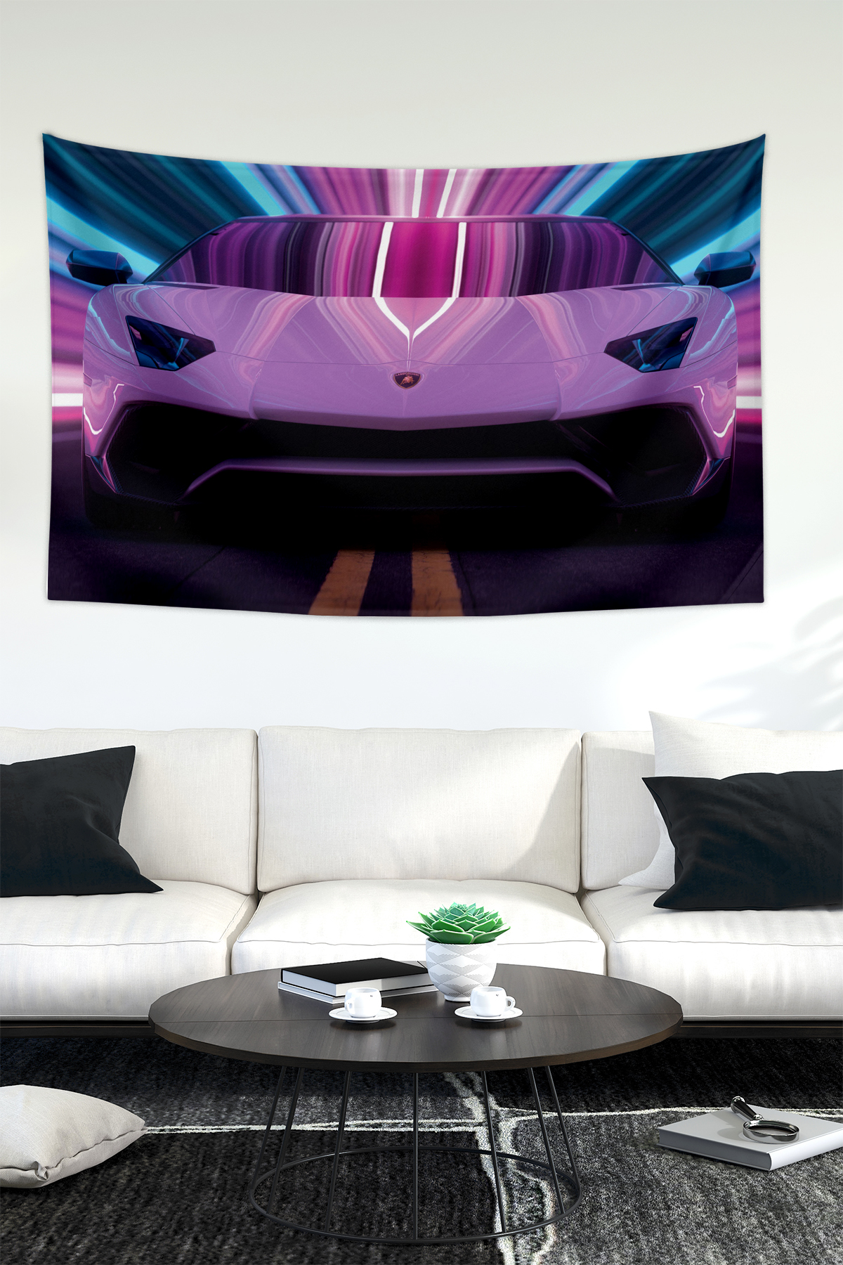 Vagonik Lamborghini Art Duvar Örtüsü Halısı