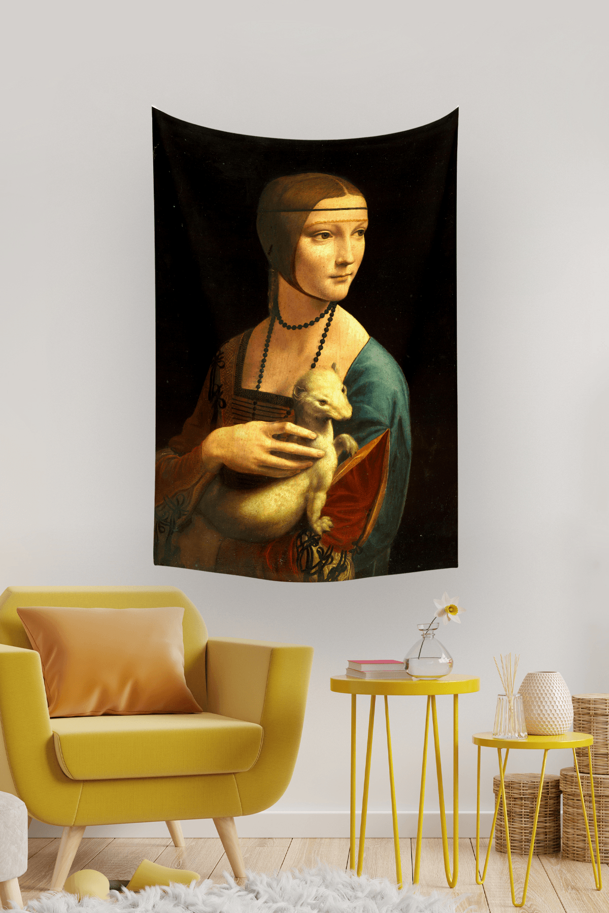 Vagonik Leonardo Da Vinci Kakımlı Kadın Duvar Örtüsü Halısı