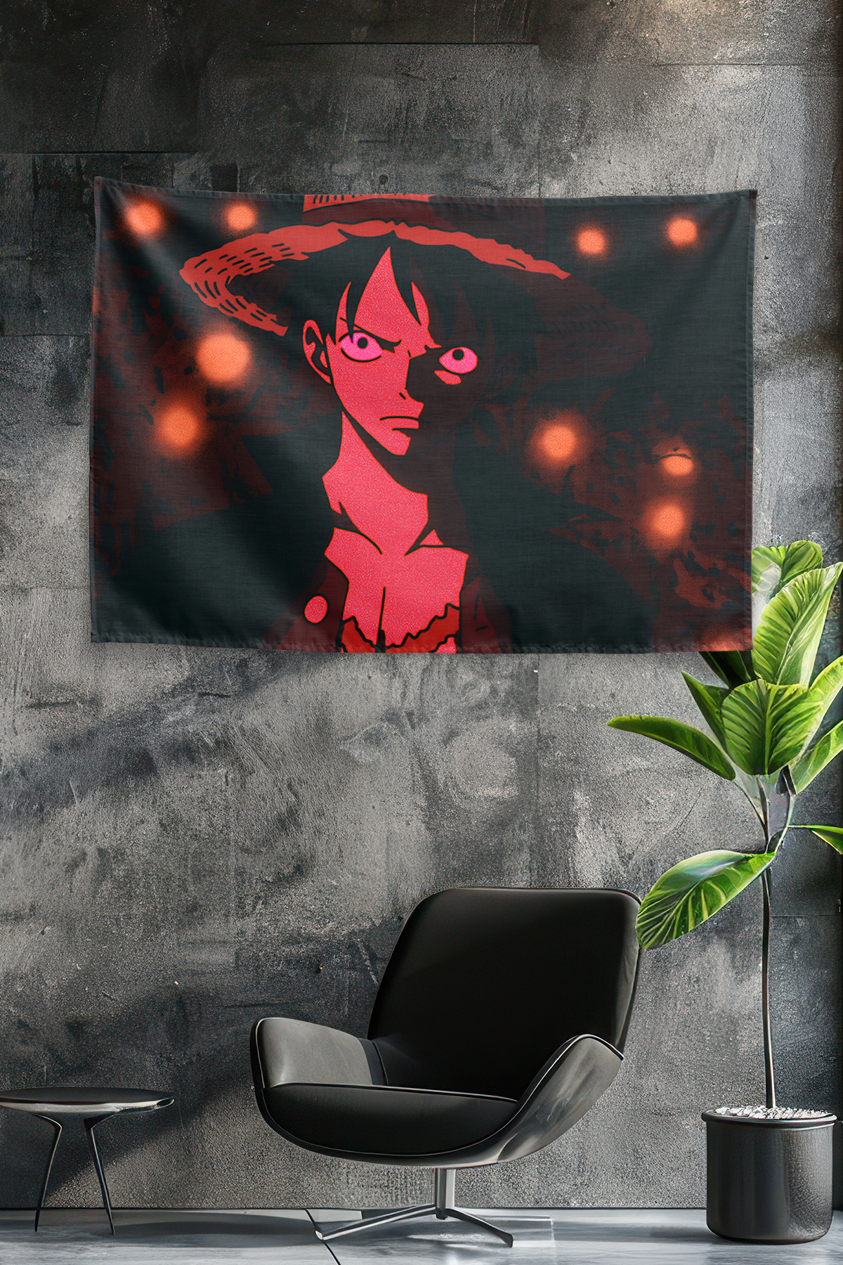 Vagonik Luffy One Piece Red Horror Glowing Lights Duvar Örtüsü Tapestry