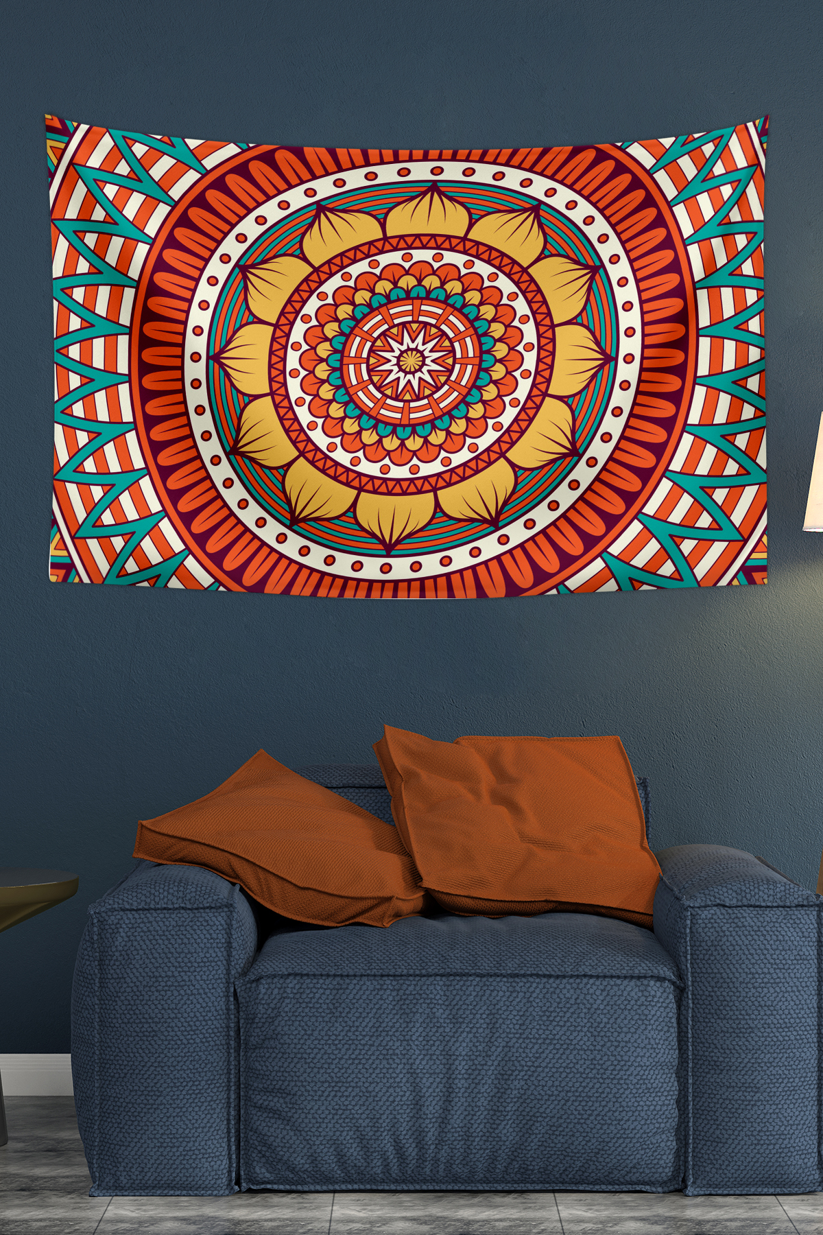 Vagonik Mandala Desen Duvar Örtüsü Halısı