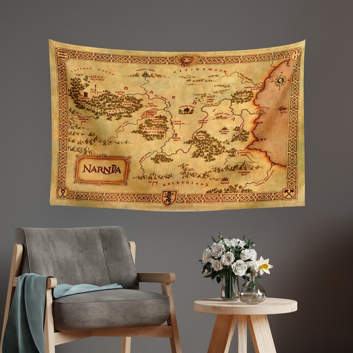 Vagonik Narnia Günlükleri Haritası Duvar Örtüsü Halısı 140 X 100 Cm-70x100 Cm