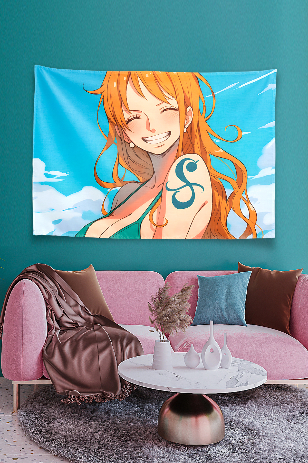 Vagonik One Piece Nami Sunny Anime Smile Duvar Örtüsü Tapestry