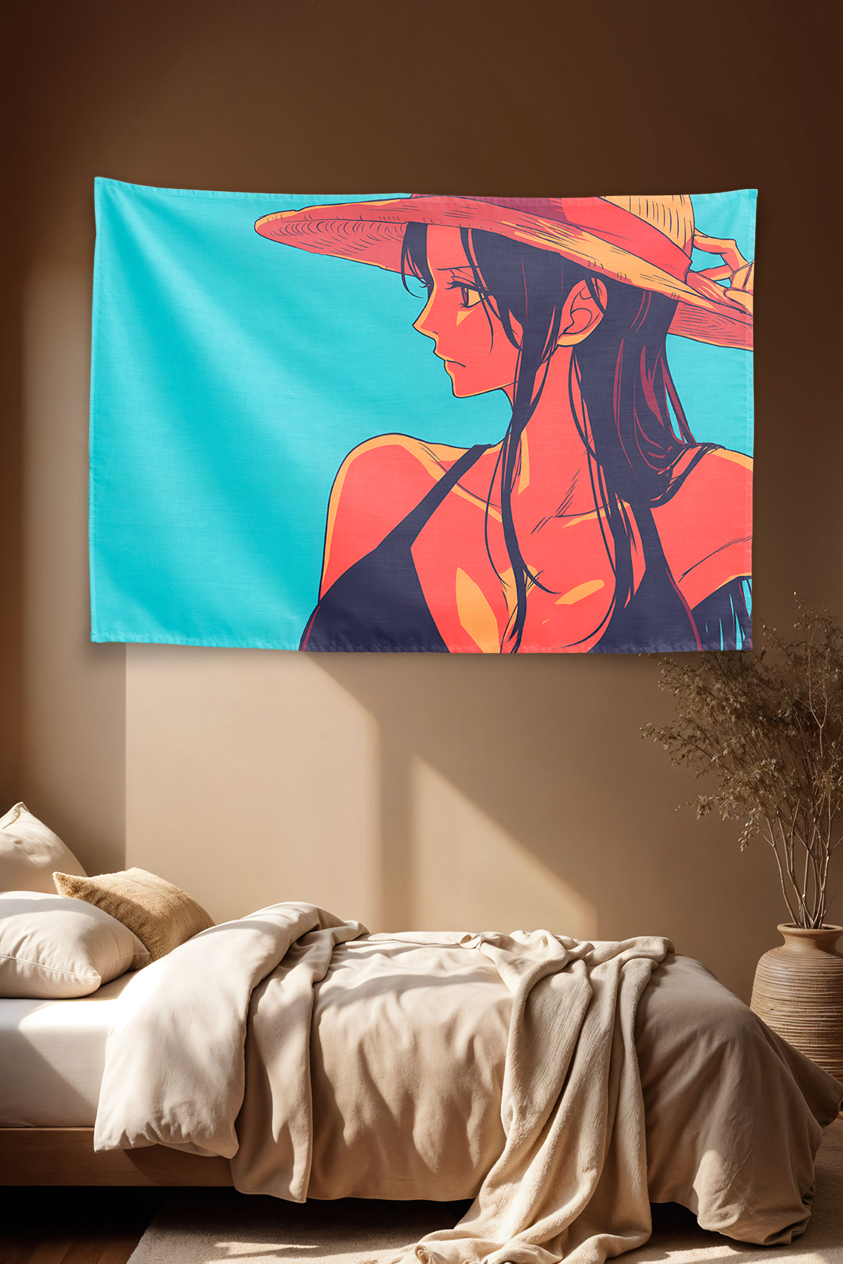 Vagonik One Piece Nico Robin İn A Sun Hat Duvar Örtüsü Tapestry