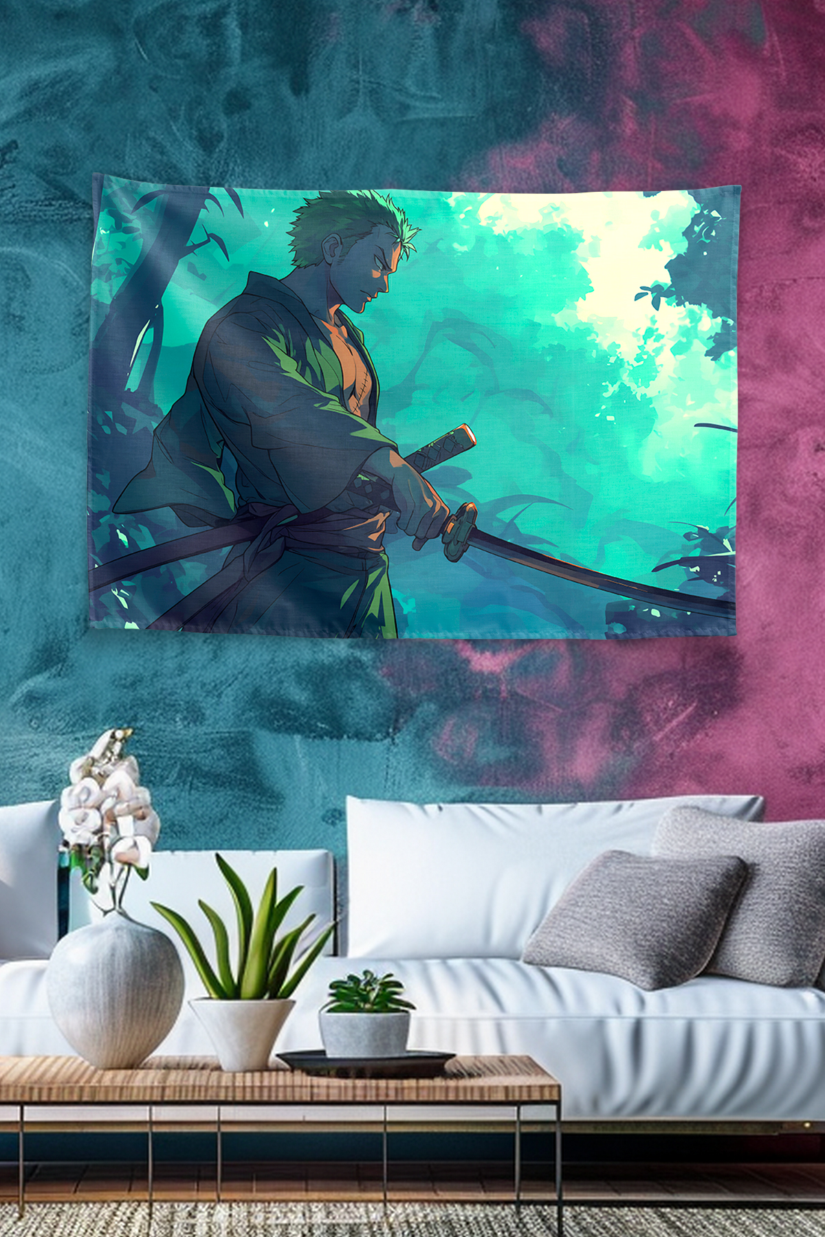 Vagonik One Piece Zoro Badass Vibe Duvar Örtüsü Tapestry
