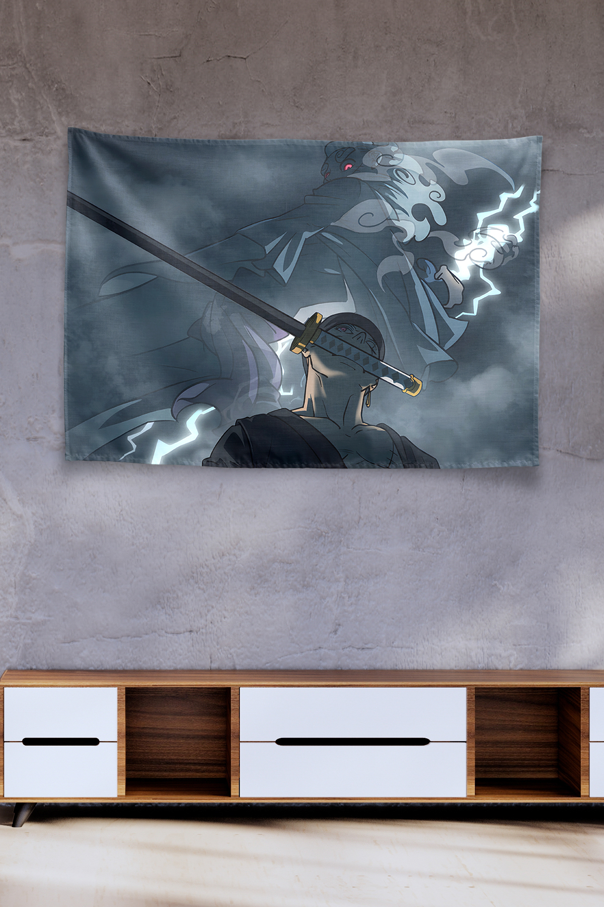 Vagonik One Piece Zoro Lightning Epic Duvar Örtüsü Tapestry