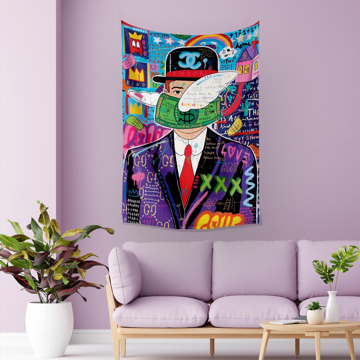 Vagonik Pop Art Rene Magritte Adamın Oğlu Grafiti Duvar Örtüsü Halısı 70x100, 100x140, 140x200
