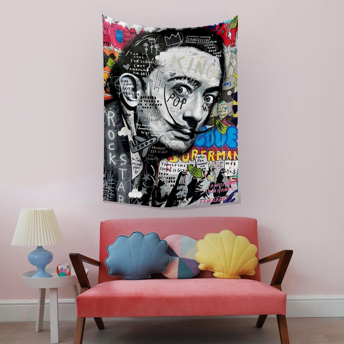 Vagonik Pop Art Salvador Dali Grafiti Duvar Örtüsü Halısı 70x100, 100x140, 140x200