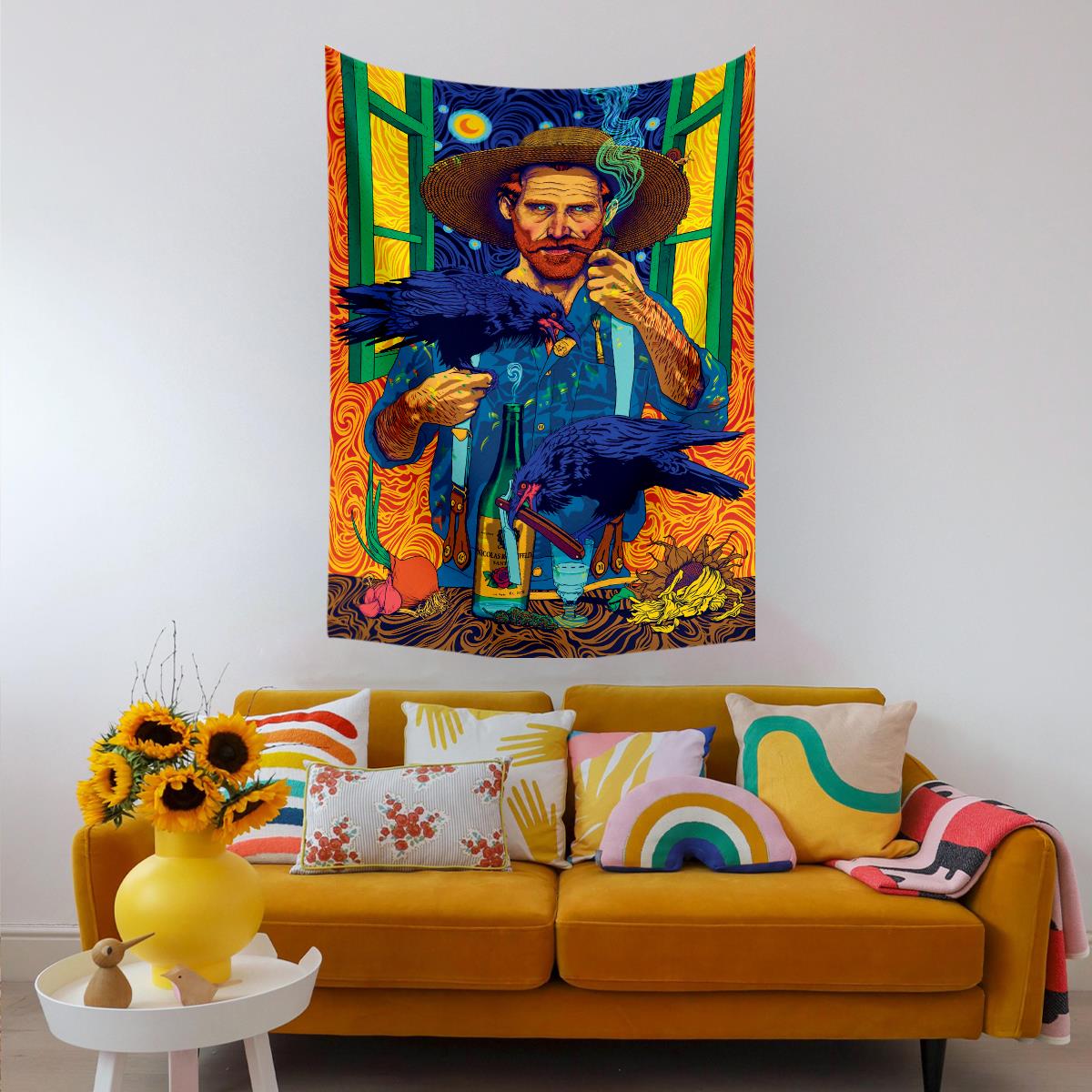 Vagonik Pop Art Vincent Van Gogh Duvar Örtüsü Halısı 70x100, 100x140, 140x200