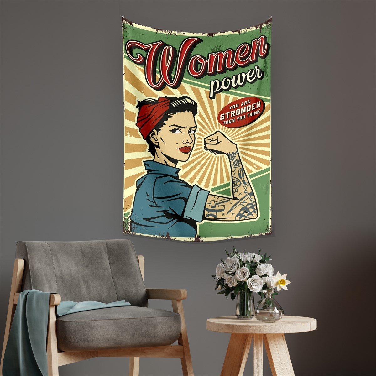 Vagonik Power Woman Duvar Örtüsü Halısı 140 X 100 Cm-70x100 Cm