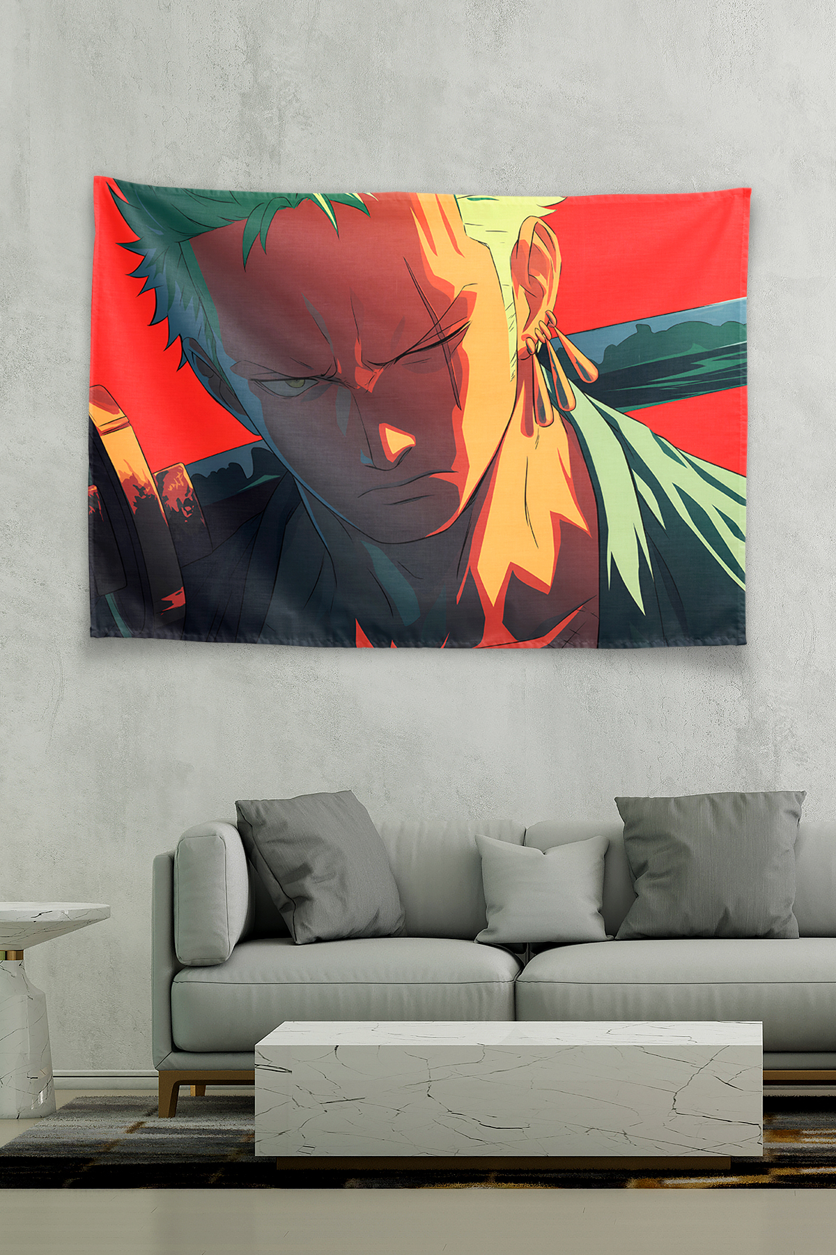 Vagonik Roronoa Zoro Focused Battle Ready Duvar Örtüsü Tapestry