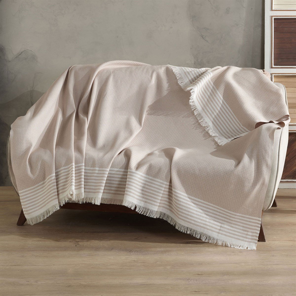 Vagonik Royal Sık Dokuma 170x210 Koltuk Örtüsü- Bej