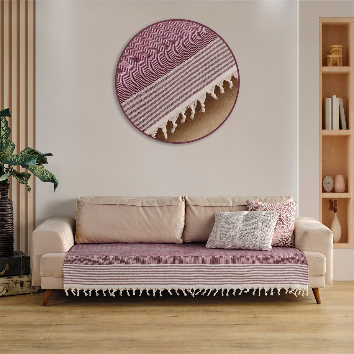 Vagonik Sofia Koltuk Örtüsü 115x200 cm Mürdüm