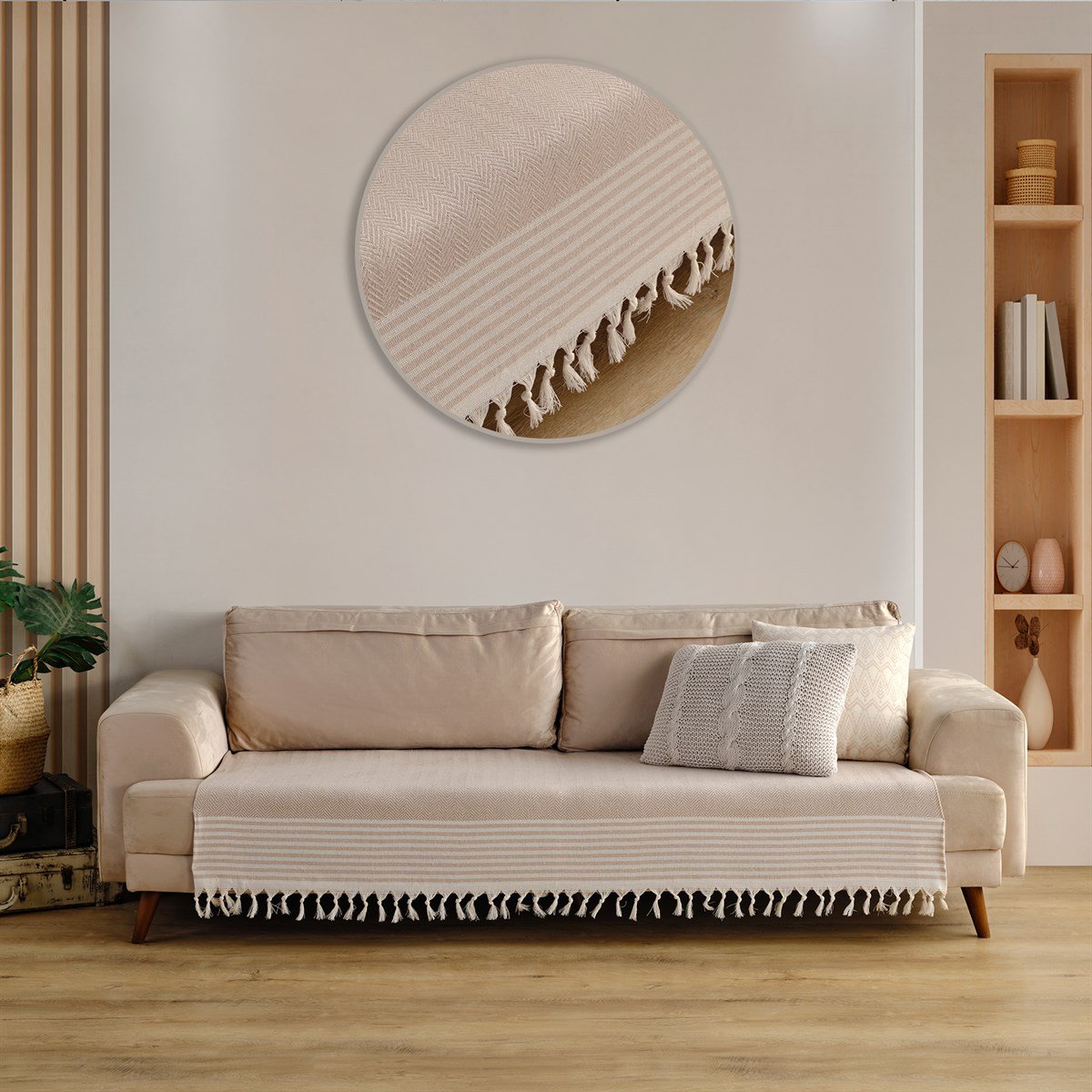 Vagonik Sofia Koltuk Örtüsü 115x200 cm Bej