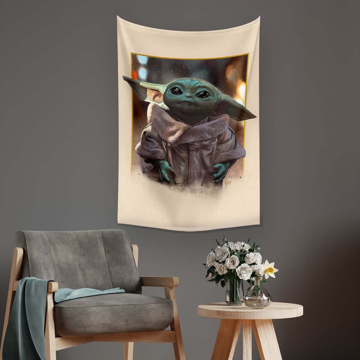 Vagonik Star Wars Yoda Duvar Örtüsü Halısı 140 X 100 Cm-70x100 Cm