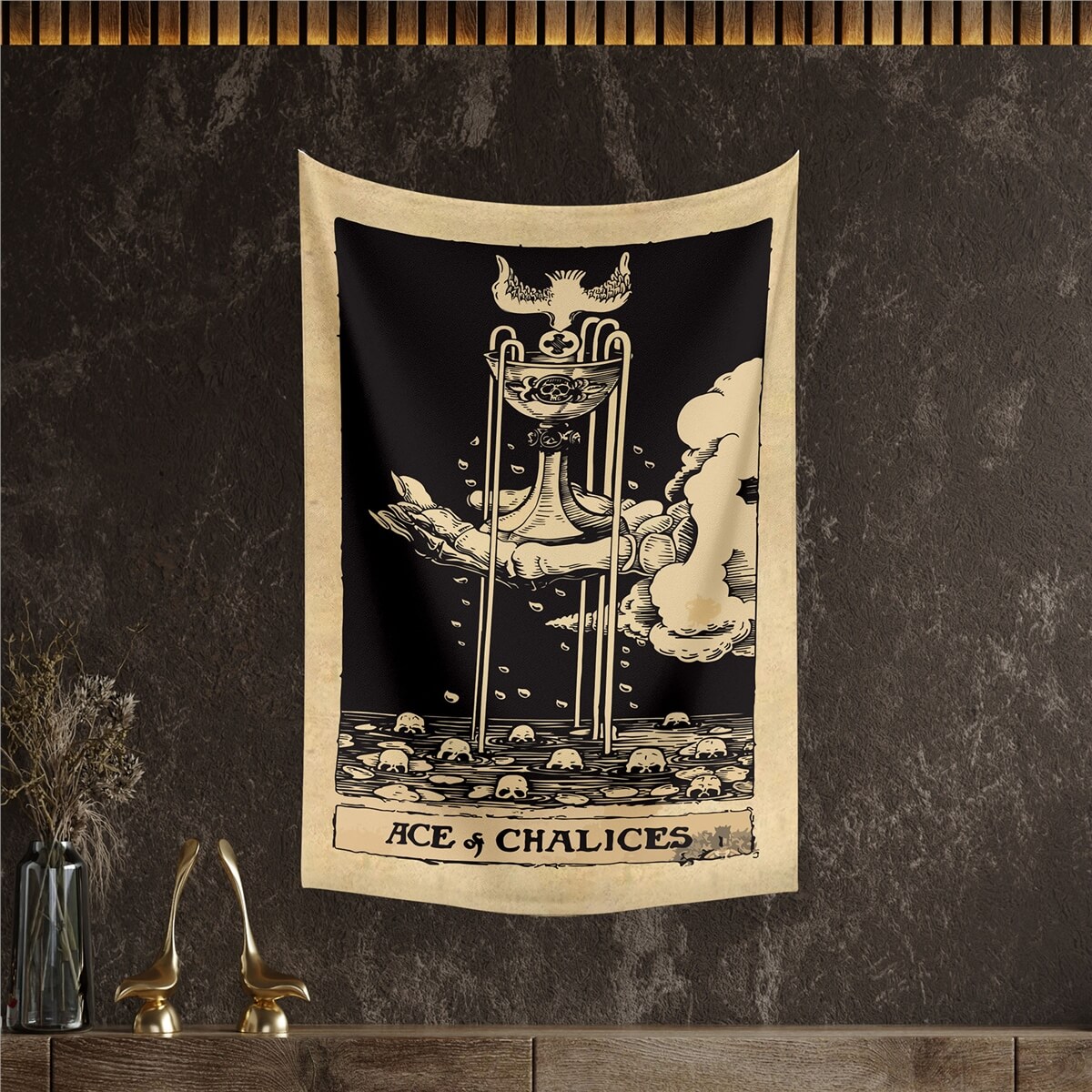 Vagonik Tarot Kartı Ace of Chalices Duvar Örtüsü Halısı 140x100 Cm-70x100 Cm