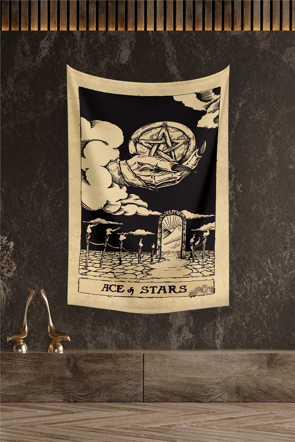 Vagonik Tarot Kartı Ace Of Stars Duvar Örtüsü Halısı