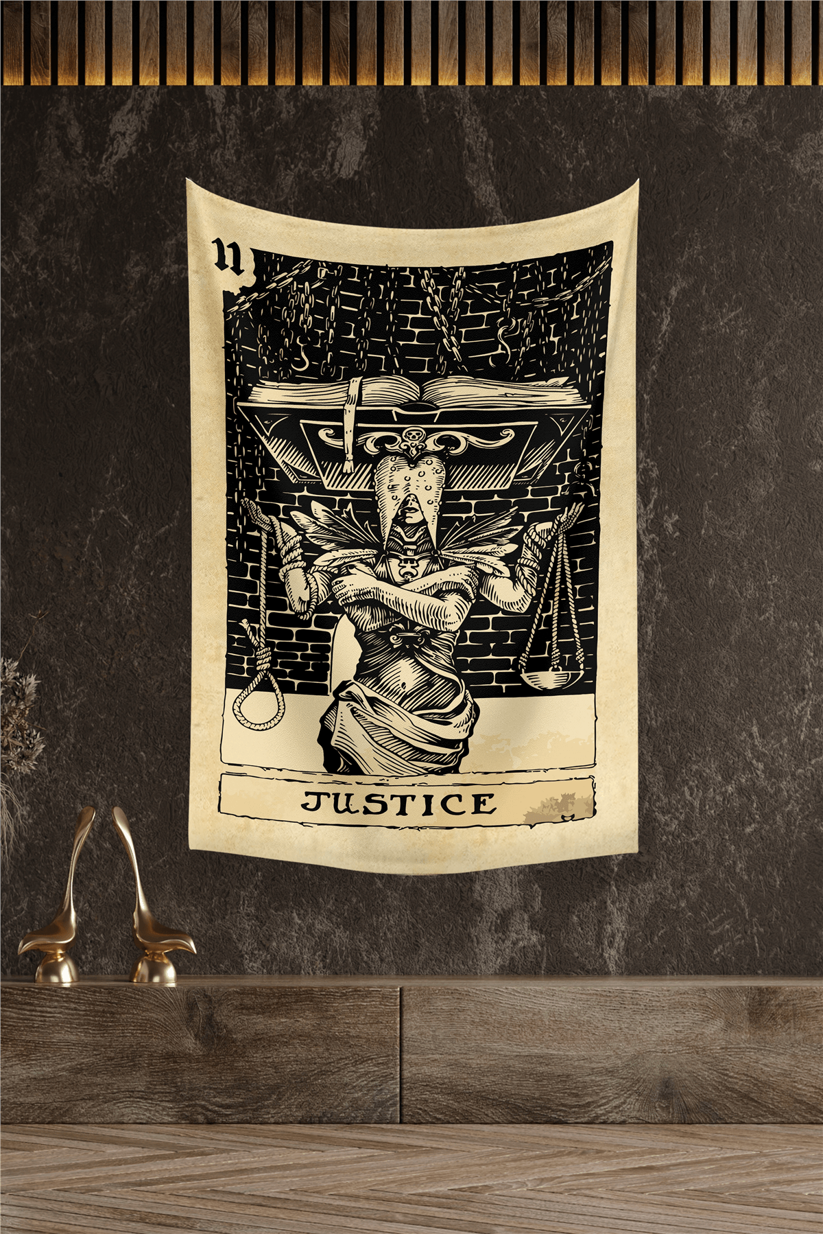Vagonik Tarot Kartı Justice Duvar Örtüsü Halısı
