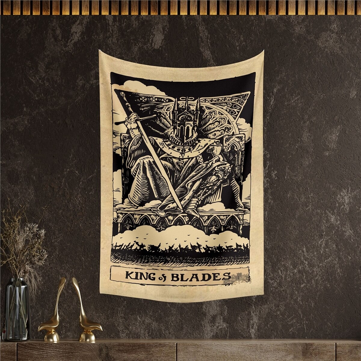 Vagonik Tarot Kartı King of Blades Duvar Örtüsü Halısı 140x100 Cm-70x100 Cm