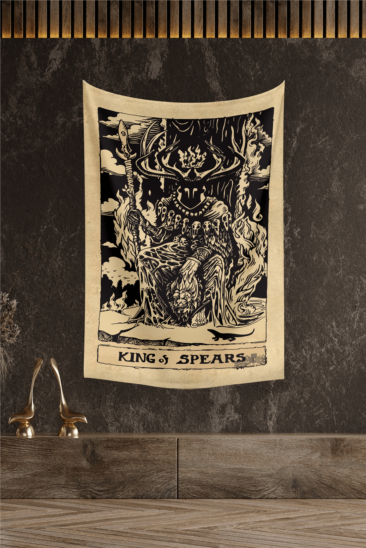 Vagonik Tarot Kartı King Of Spears Duvar Örtüsü Halısı