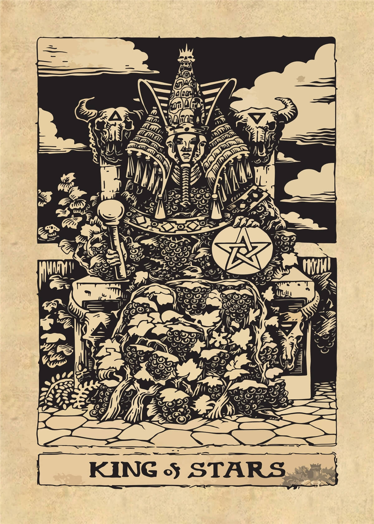 Vagonik Tarot Kartı King of Stars Duvar Örtüsü Halısı 140x100 Cm-70x100 Cm