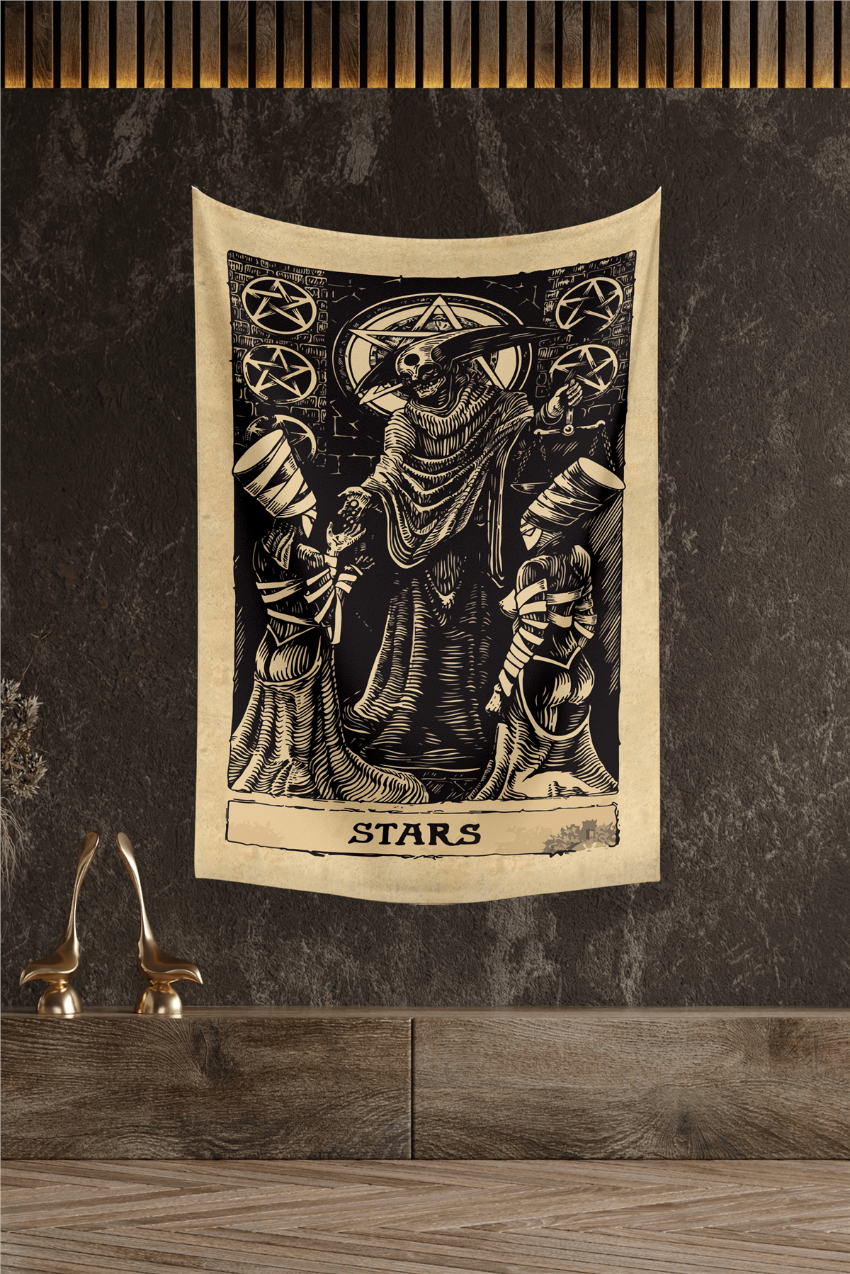 Vagonik Tarot Kartı Stars Duvar Örtüsü Halısı