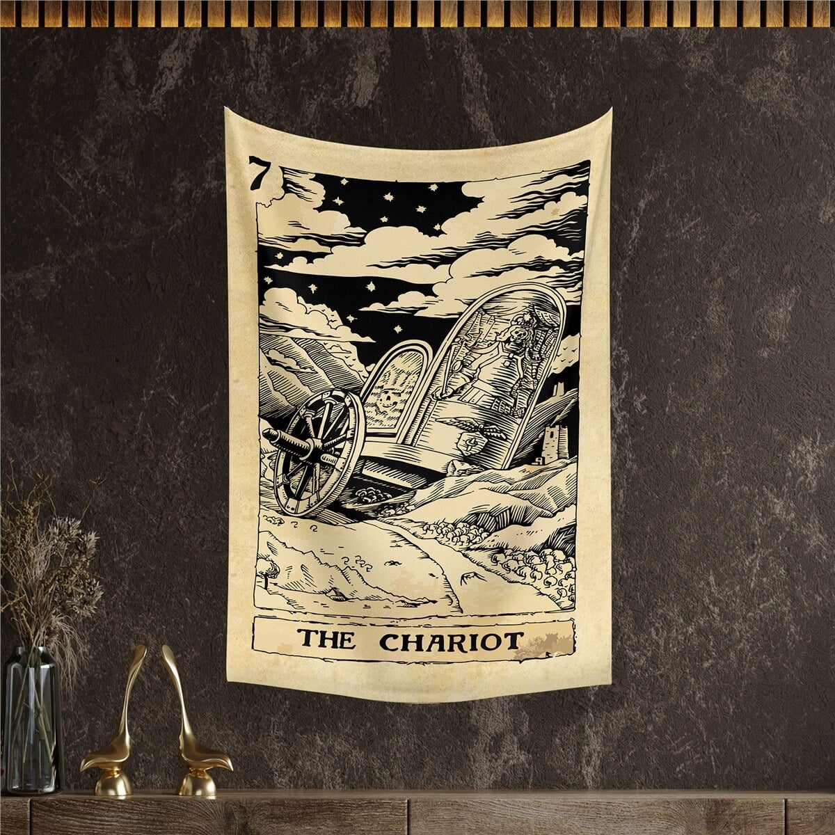 Vagonik Tarot Kartı The Chariot Duvar Örtüsü Halısı 140x100 Cm-70x100 Cm