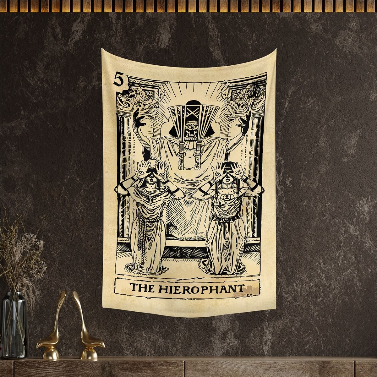 Vagonik Tarot Kartı The Hierophant Duvar Örtüsü Halısı 140x100 Cm-70x100 Cm