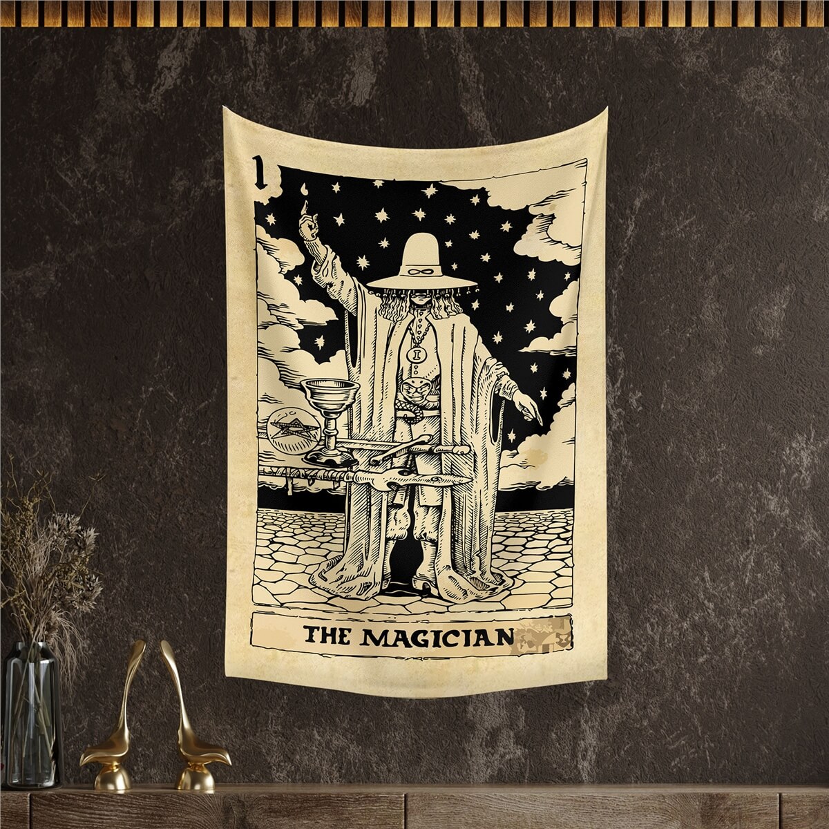 Vagonik Tarot Kartı The Magician Duvar Örtüsü Halısı 140x100 Cm-70x100 Cm